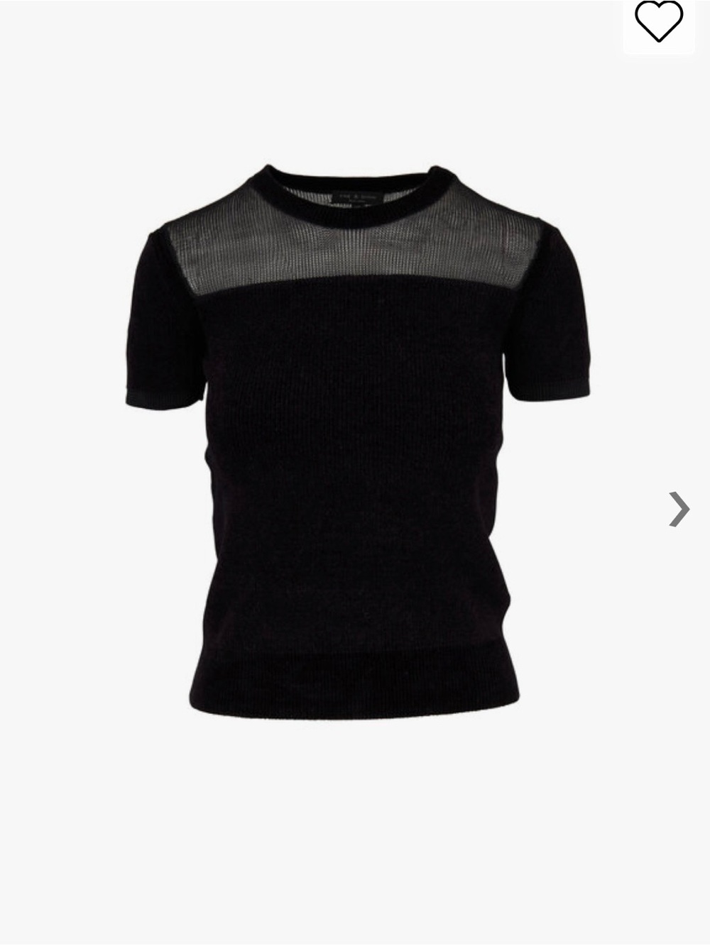 Black Short Sleeve Top with Sheer Mesh Yoke